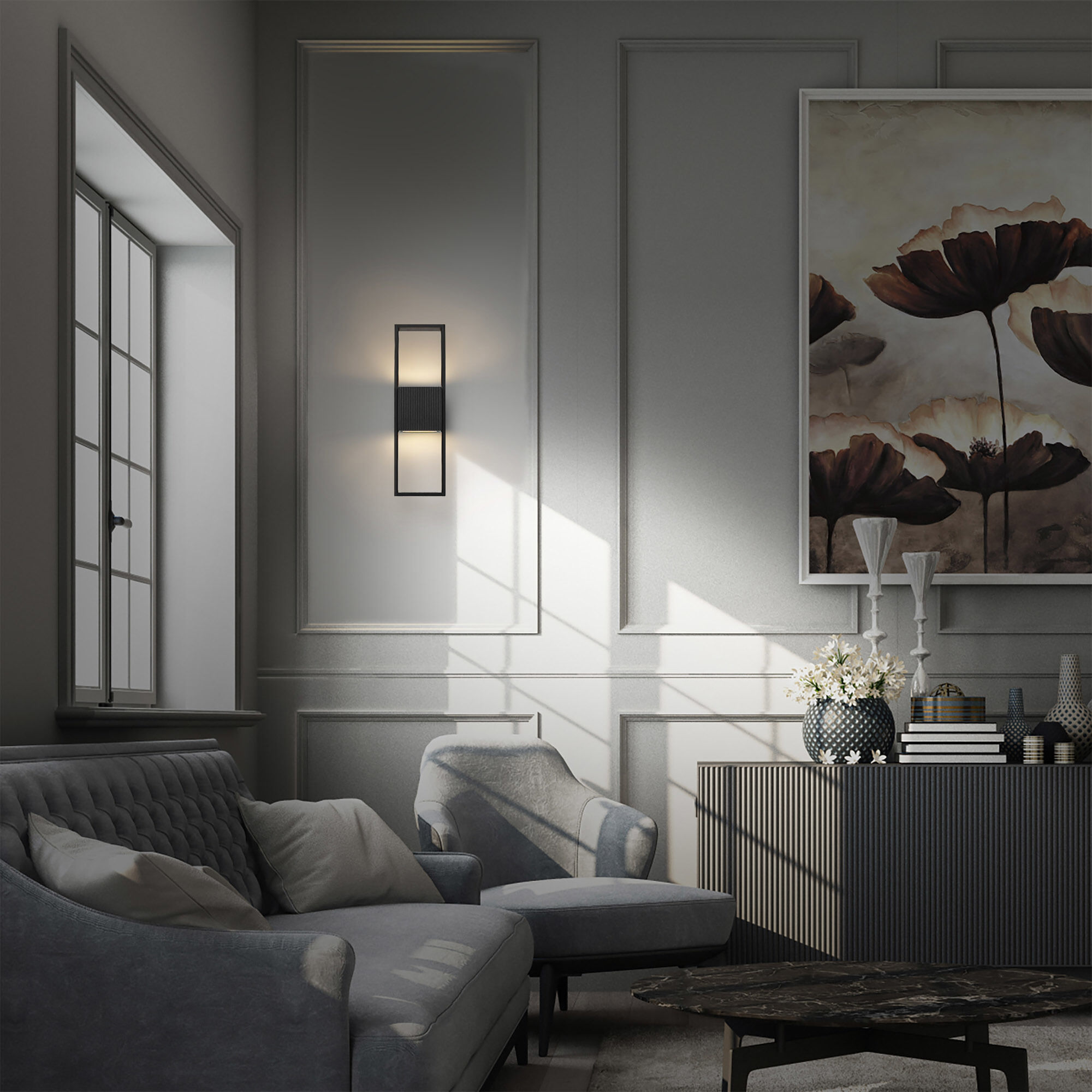 Miami LED 18 inch Sand Black Outdoor Wall Sconce